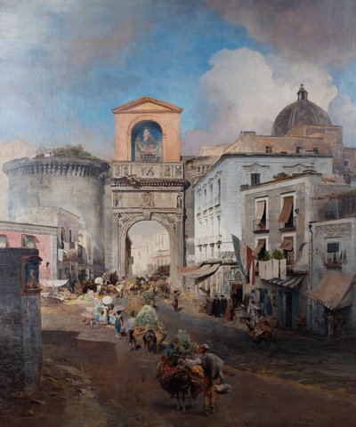 The Walk to the Market by Oswald Achenbach